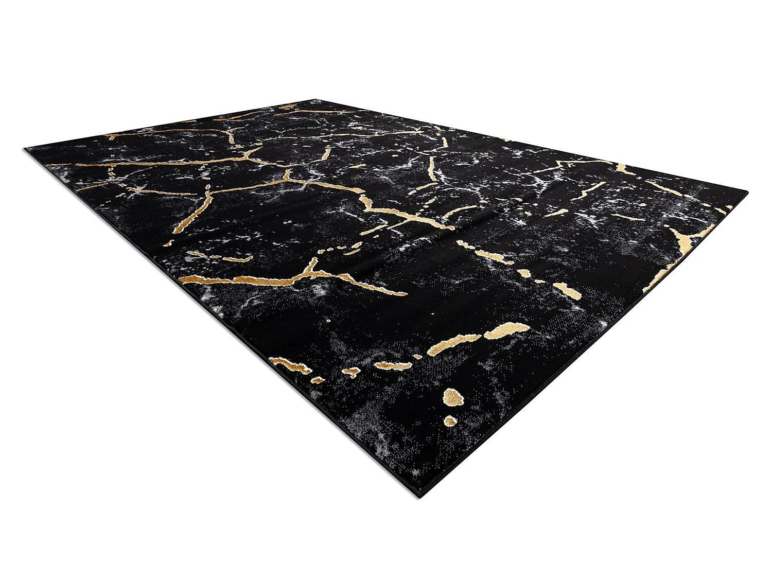 Tapijt GLOSS modern 410A 86 marmeren , steen, stijlvol, glamour zwart  140x190 cm