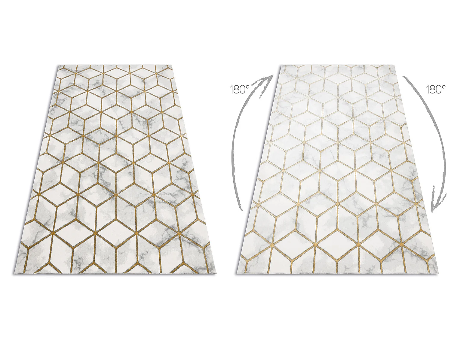 Tapijt EMERALD exclusief 1014 glamour, stijlvol kubus room / goud 140x190 cm