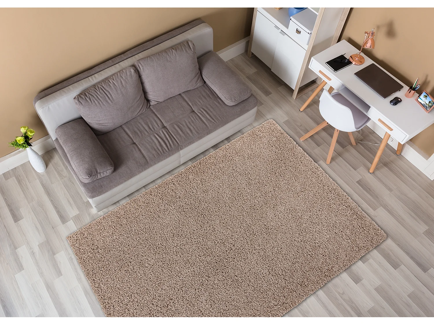 Tapis SOFFI shaggy 5cm beige 80x150 cm