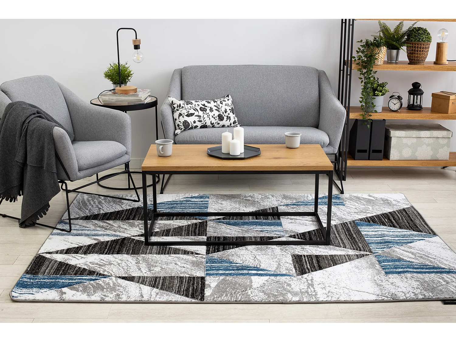 Tapis ALTER Nano triangle bleu 140x190 cm