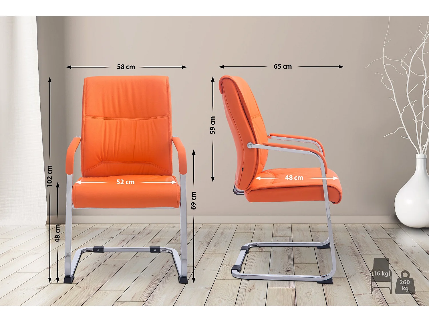 chaises oscillantes - Similicuir & Blanc - Orange - XL Anubis