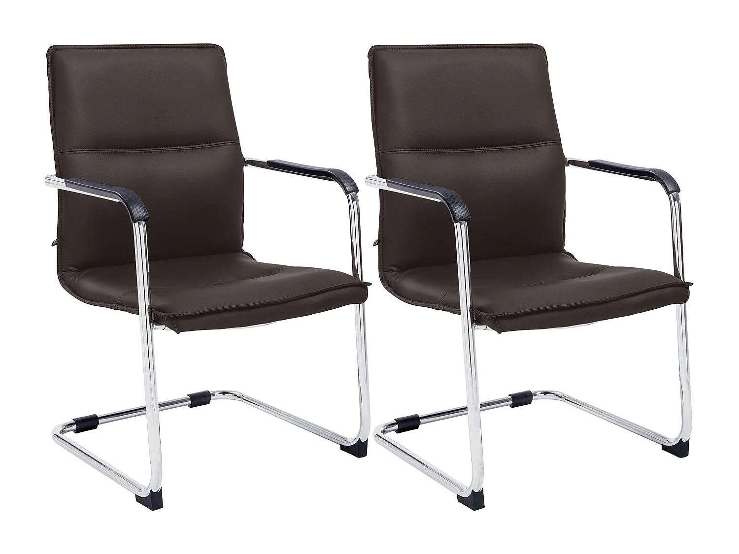 Lot de 2  chaises oscillantes - Similicuir & Blanc - Marron - Seattle