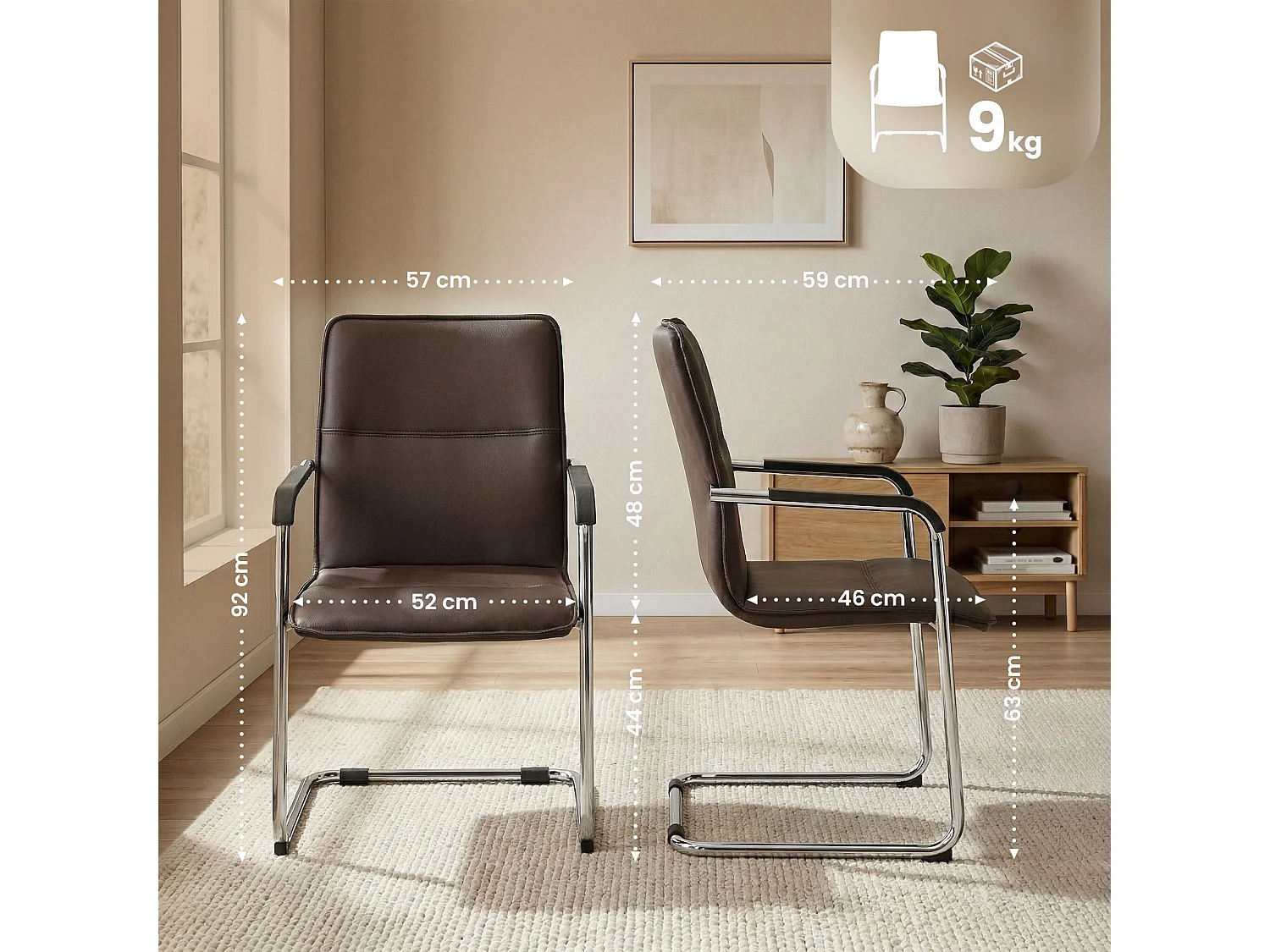 Lot de 2  chaises oscillantes - Similicuir & Nature - Marron - Seattle