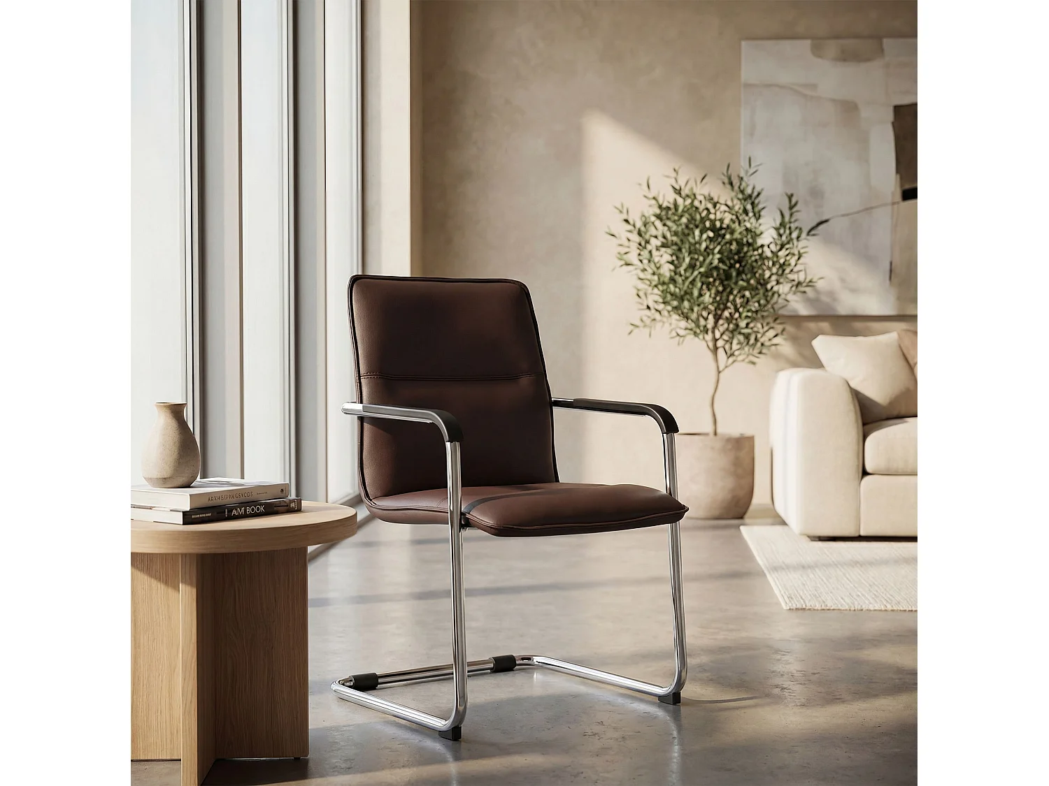 Lot de 2  chaises oscillantes - Similicuir & Nature - Marron - Seattle