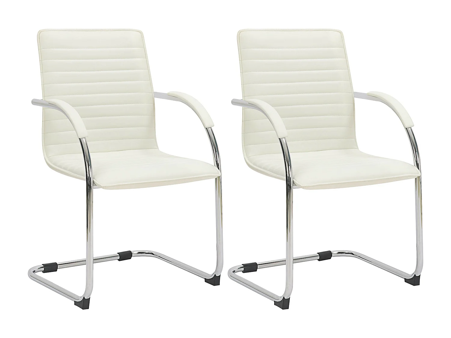 Lot de 2  chaises oscillantes - Similicuir & Antique clair - Blanc - Tira