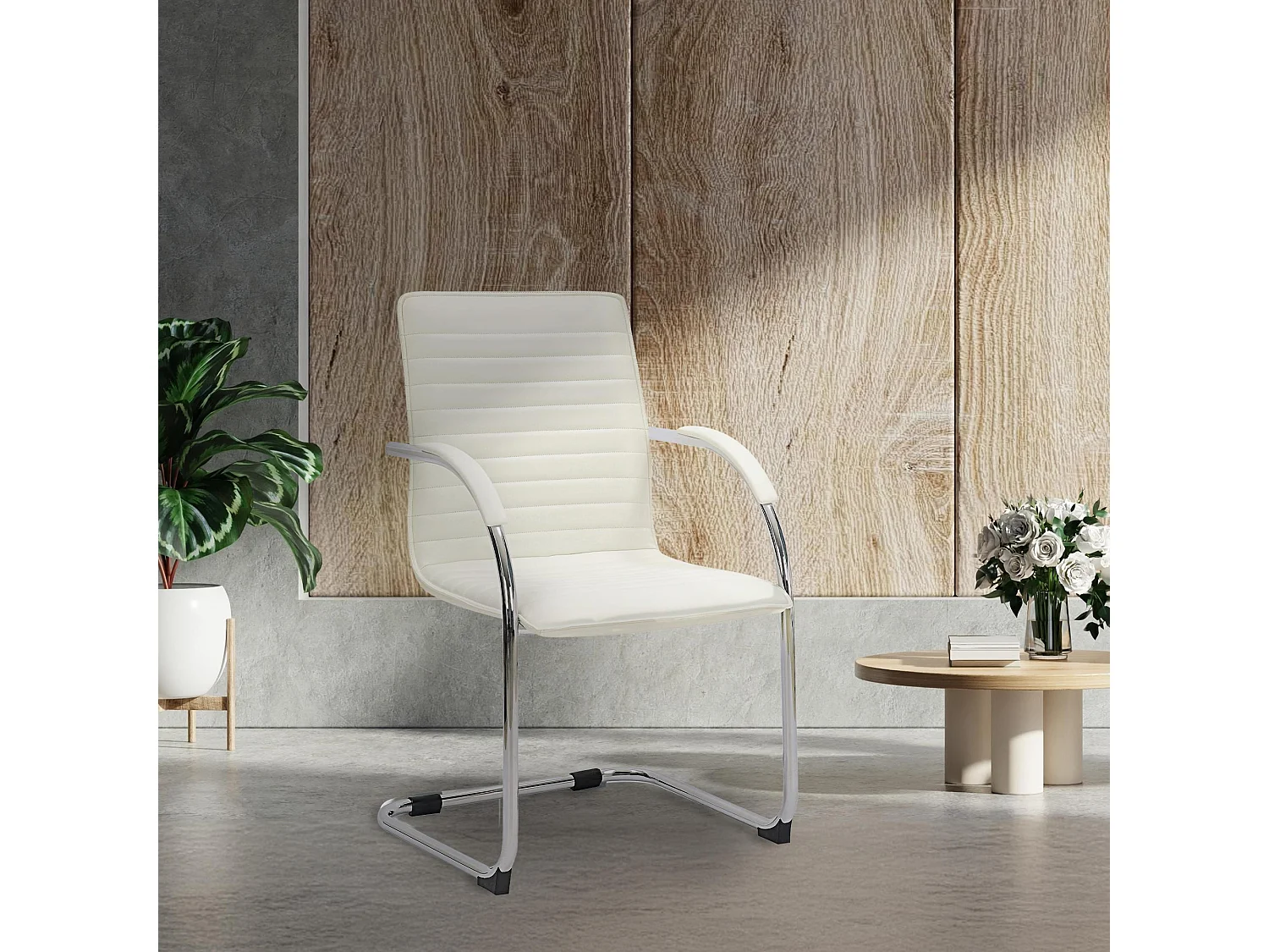 Lot de 2  chaises oscillantes - Similicuir & Antique clair - Blanc - Tira