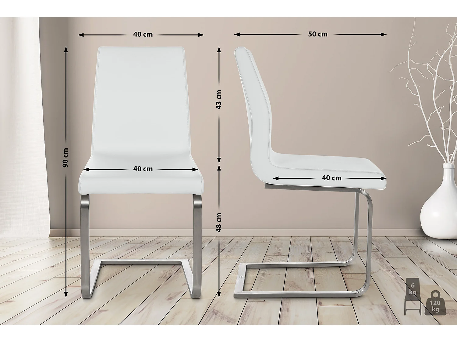 chaises oscillantes - Similicuir - Blanc - Belfort