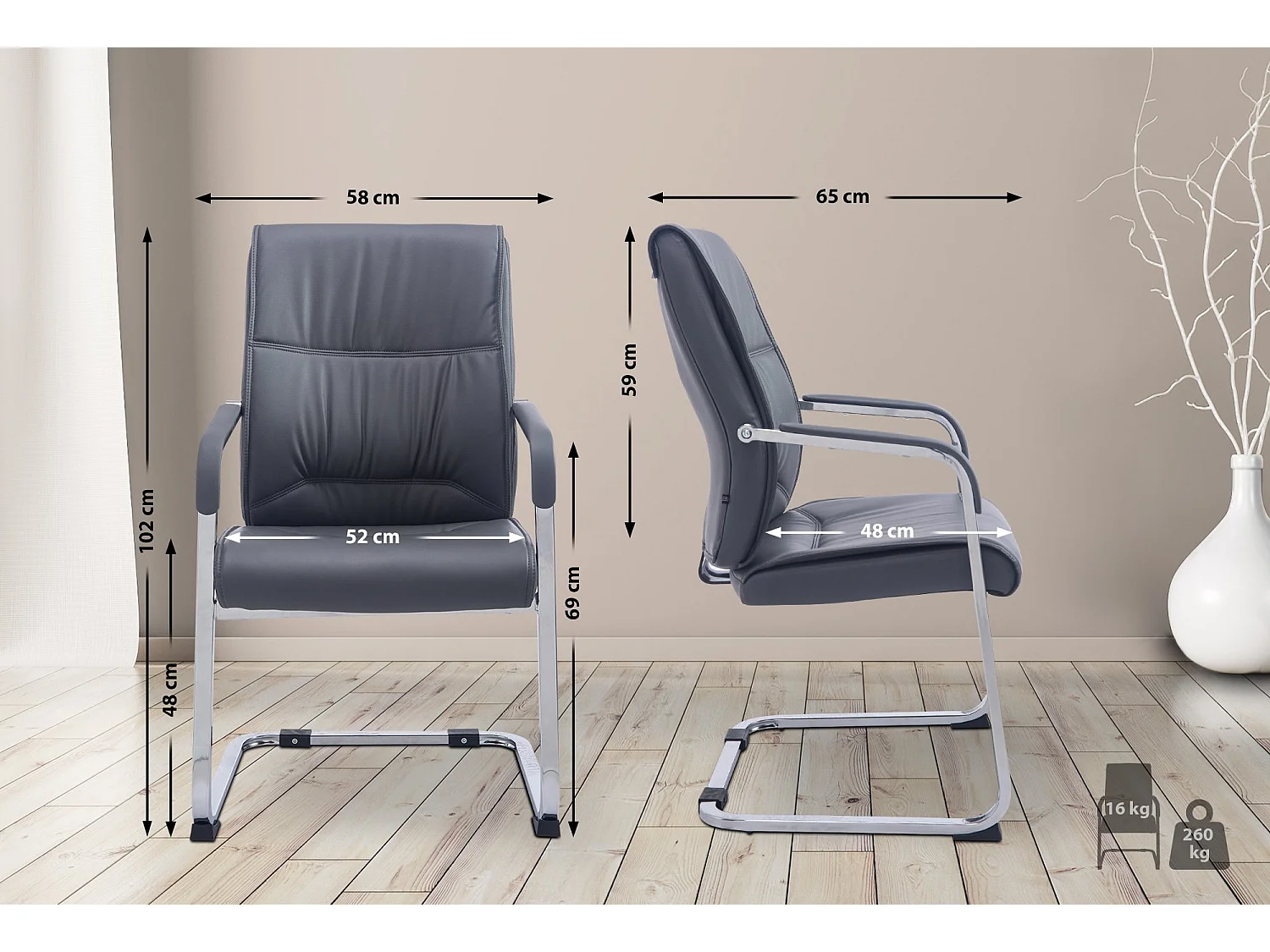 schommelstoelen - Kunstleer & wit - grijs - XL Anubis