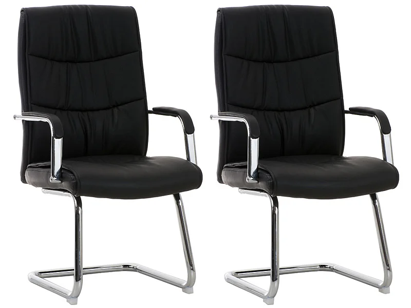 Lot de 2  chaises oscillantes - Similicuir & Nature - Noir - Caro