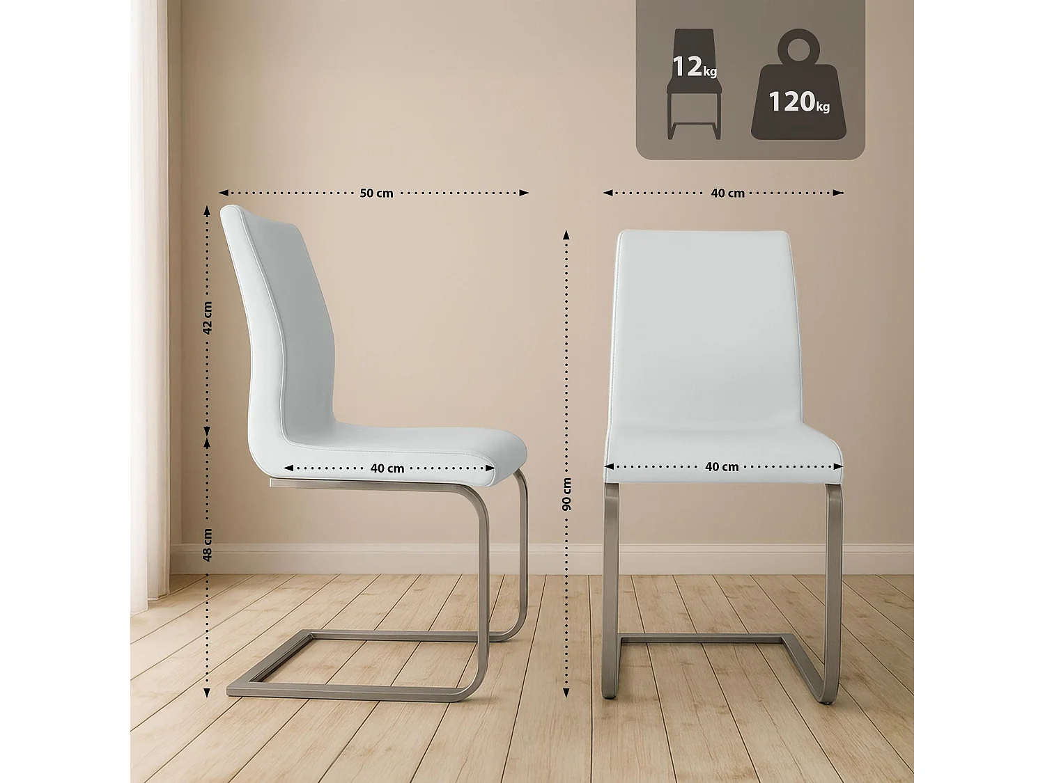 Lot de 2  chaises oscillantes - Similicuir - Blanc - Belfort