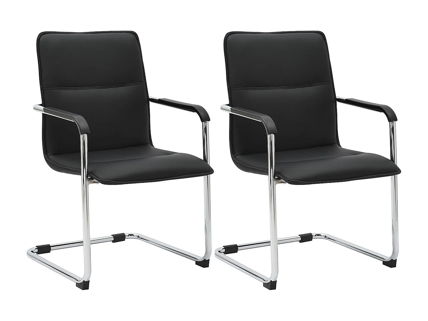 Lot de 2  chaises oscillantes - Similicuir - Noir - Seattle