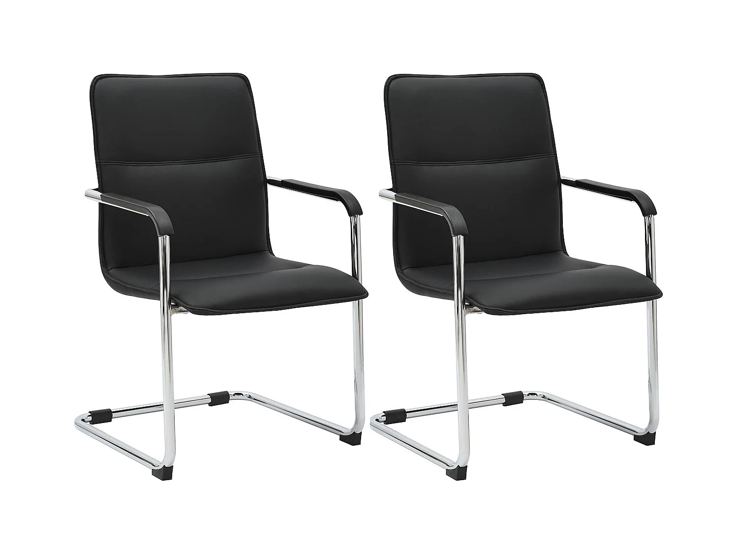 Lot de 2  chaises oscillantes - Similicuir - Noir - Seattle