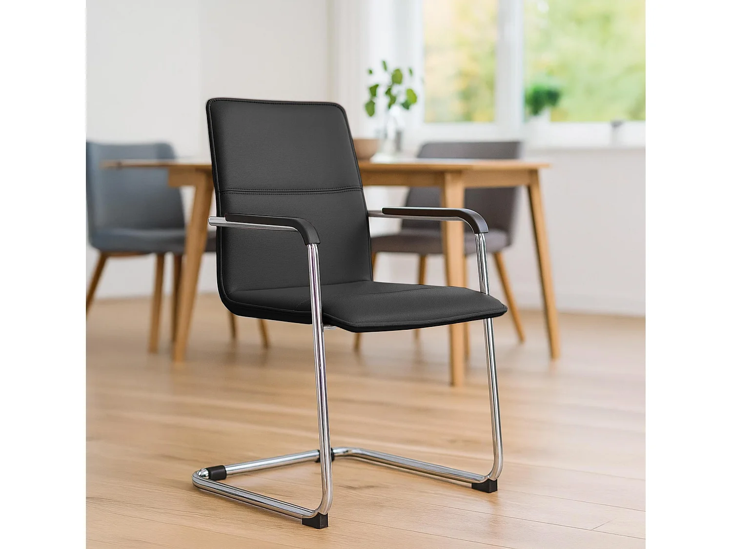 Lot de 2  chaises oscillantes - Similicuir - Noir - Seattle