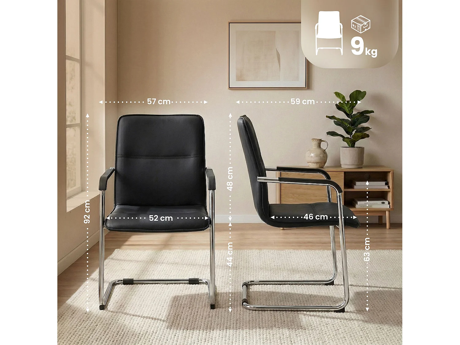 Set van 2  schommelstoelen - Kunstleer & natura - zwart - Seattle