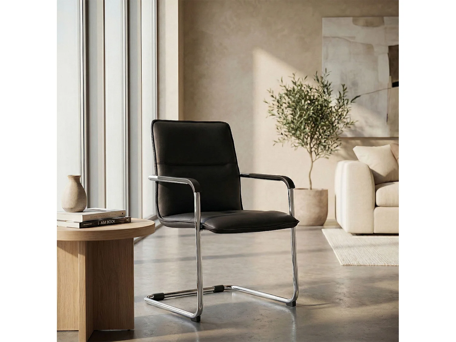 Set van 2  schommelstoelen - Kunstleer & natura - zwart - Seattle