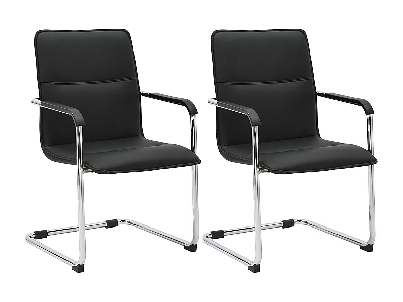 Lot de 2  chaises oscillantes - Similicuir - Noir - Seattle