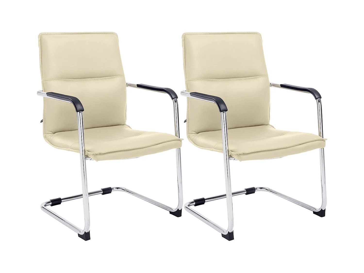 Lot de 2  chaises oscillantes - Similicuir & Blanc - Crème - Seattle