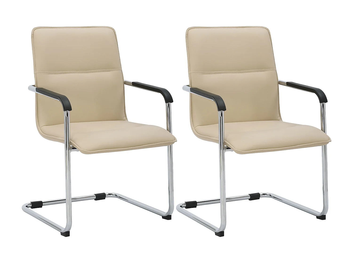 Lot de 2  chaises oscillantes - Similicuir & Nature - Crème - Seattle