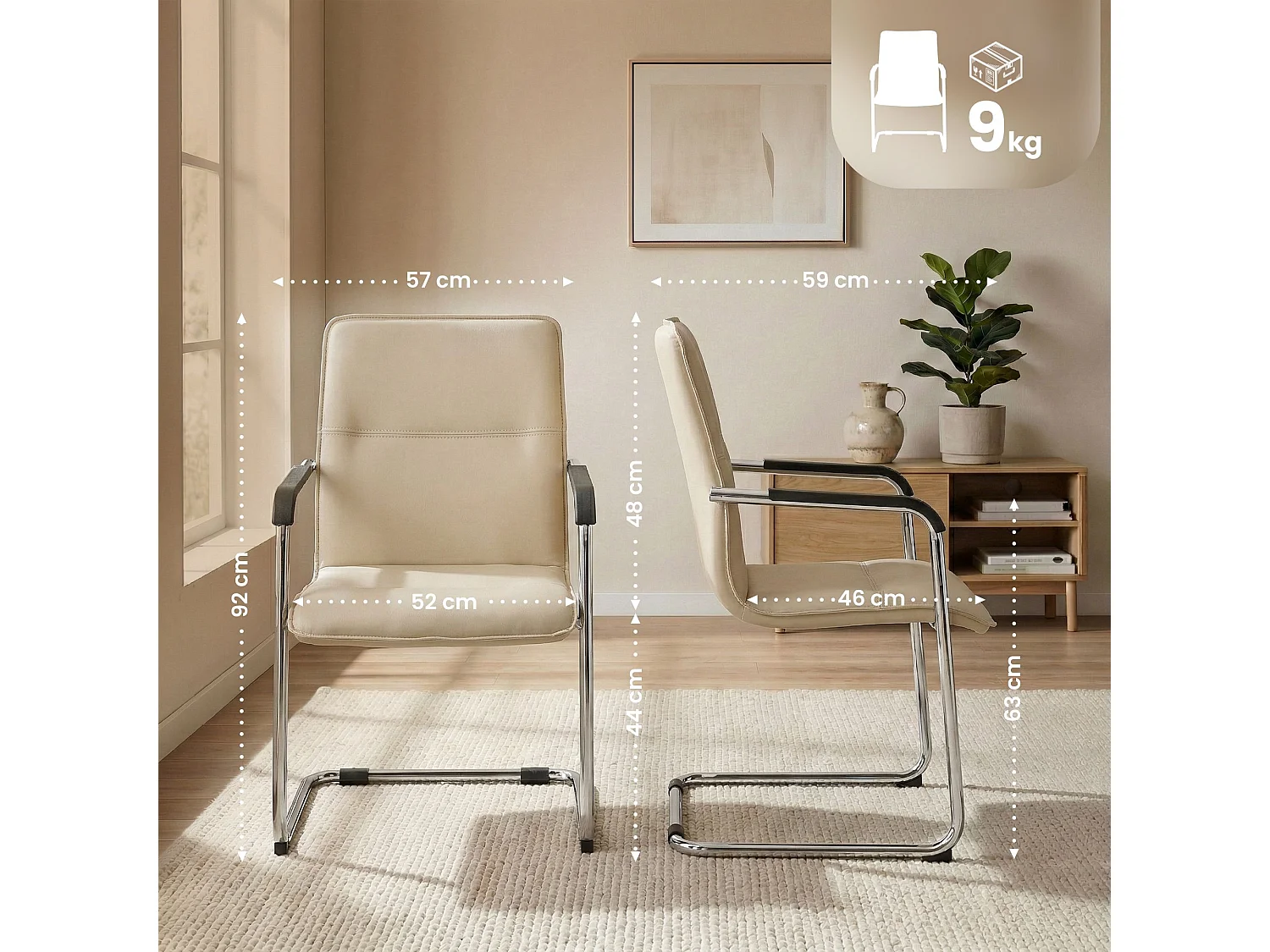 Lot de 2  chaises oscillantes - Similicuir & Nature - Crème - Seattle