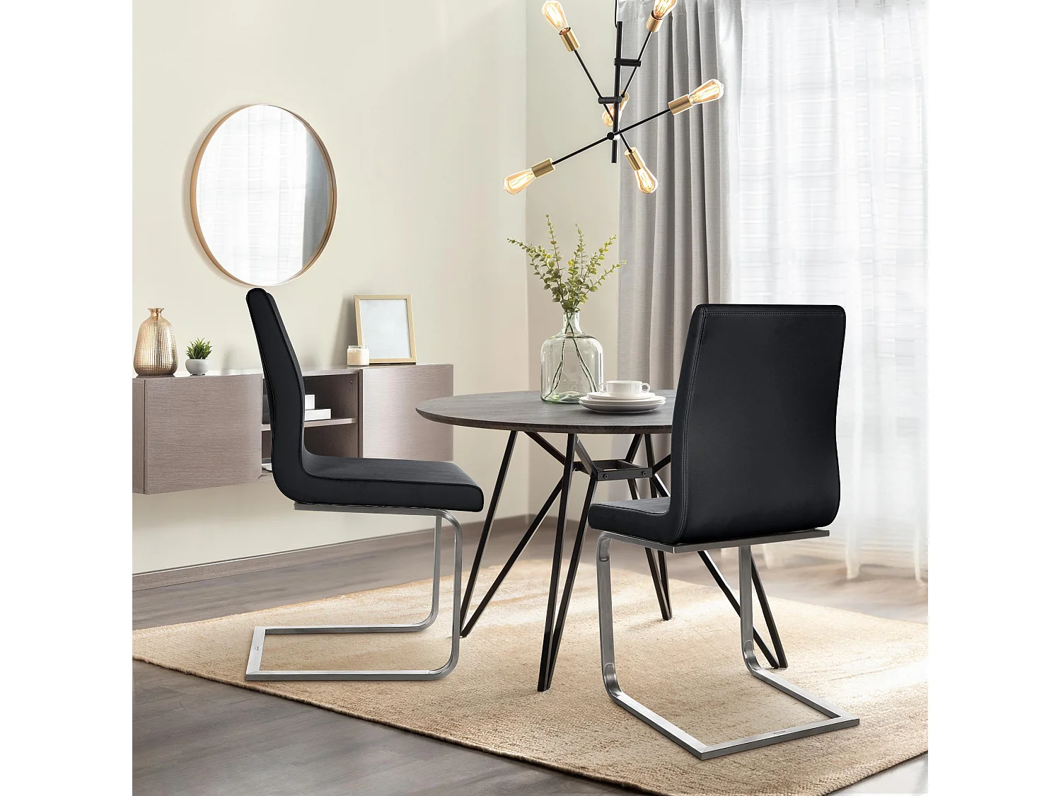 chaises oscillantes - Similicuir - Noir - Belfort