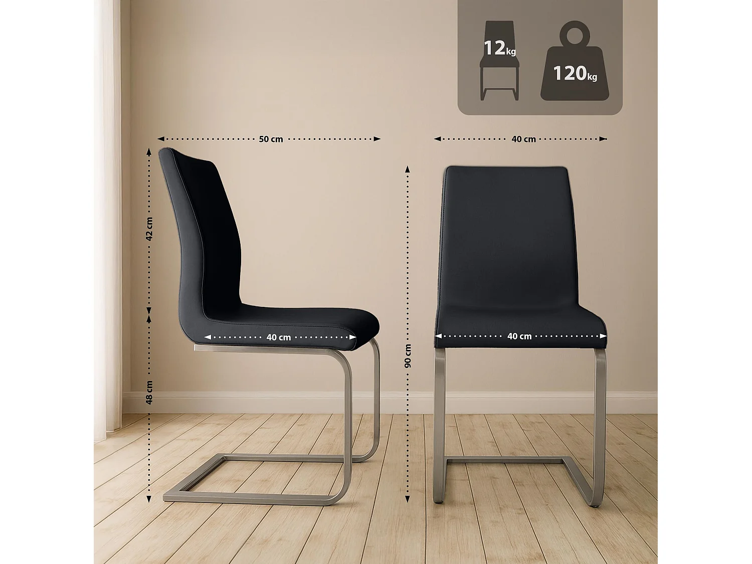 chaises oscillantes - Similicuir - Noir - Belfort