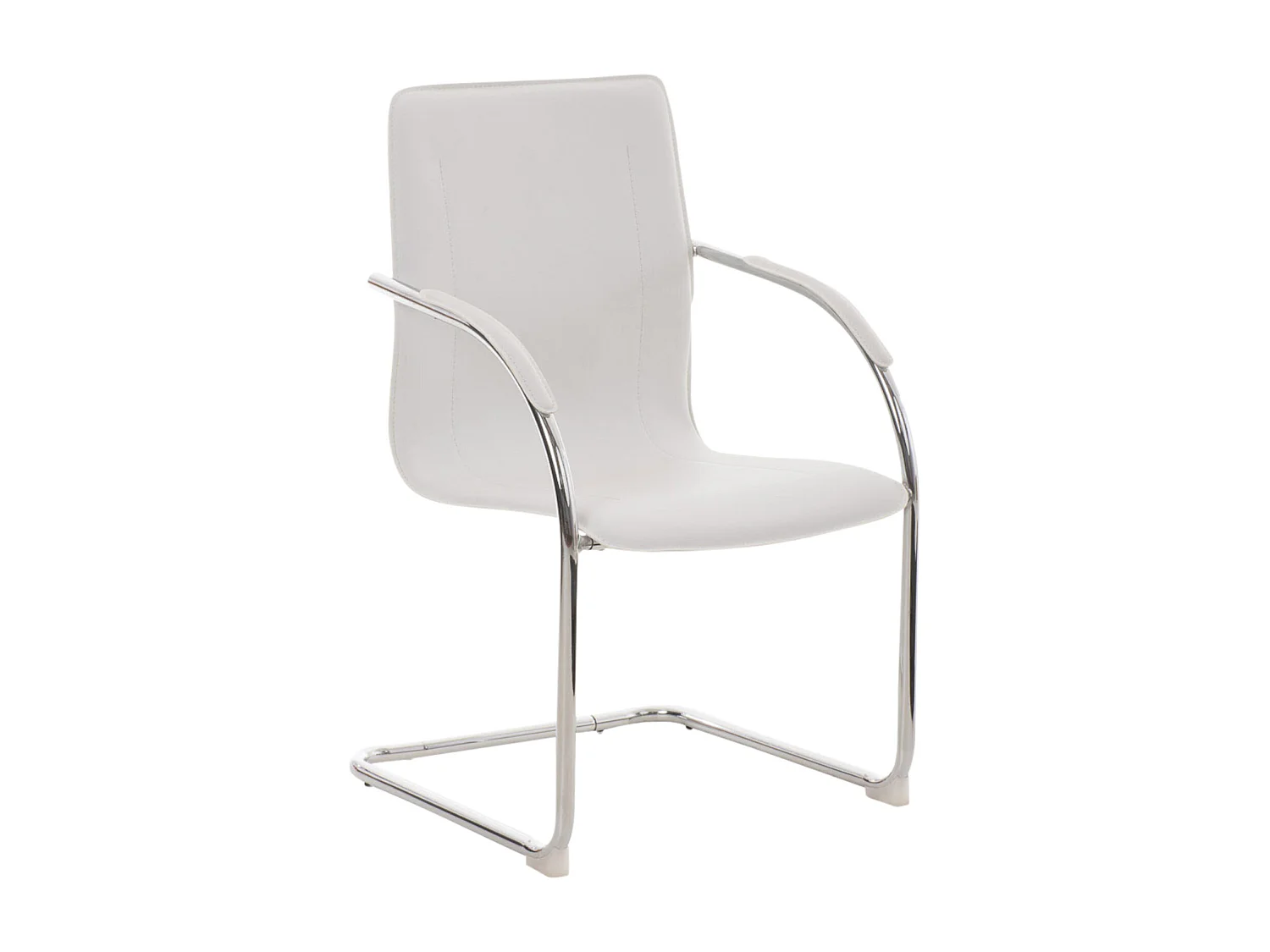 Lot de 3 chaises oscillantes - Similicuir & Métal chromé - Blanc - Melina