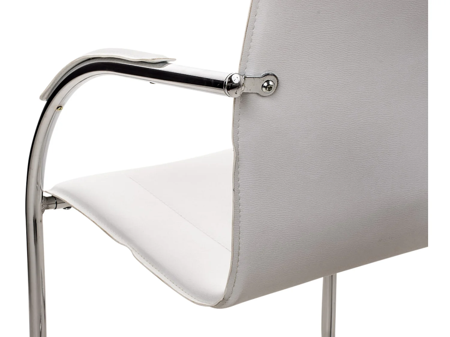 Lot de 3 chaises oscillantes - Similicuir & Métal chromé - Blanc - Melina