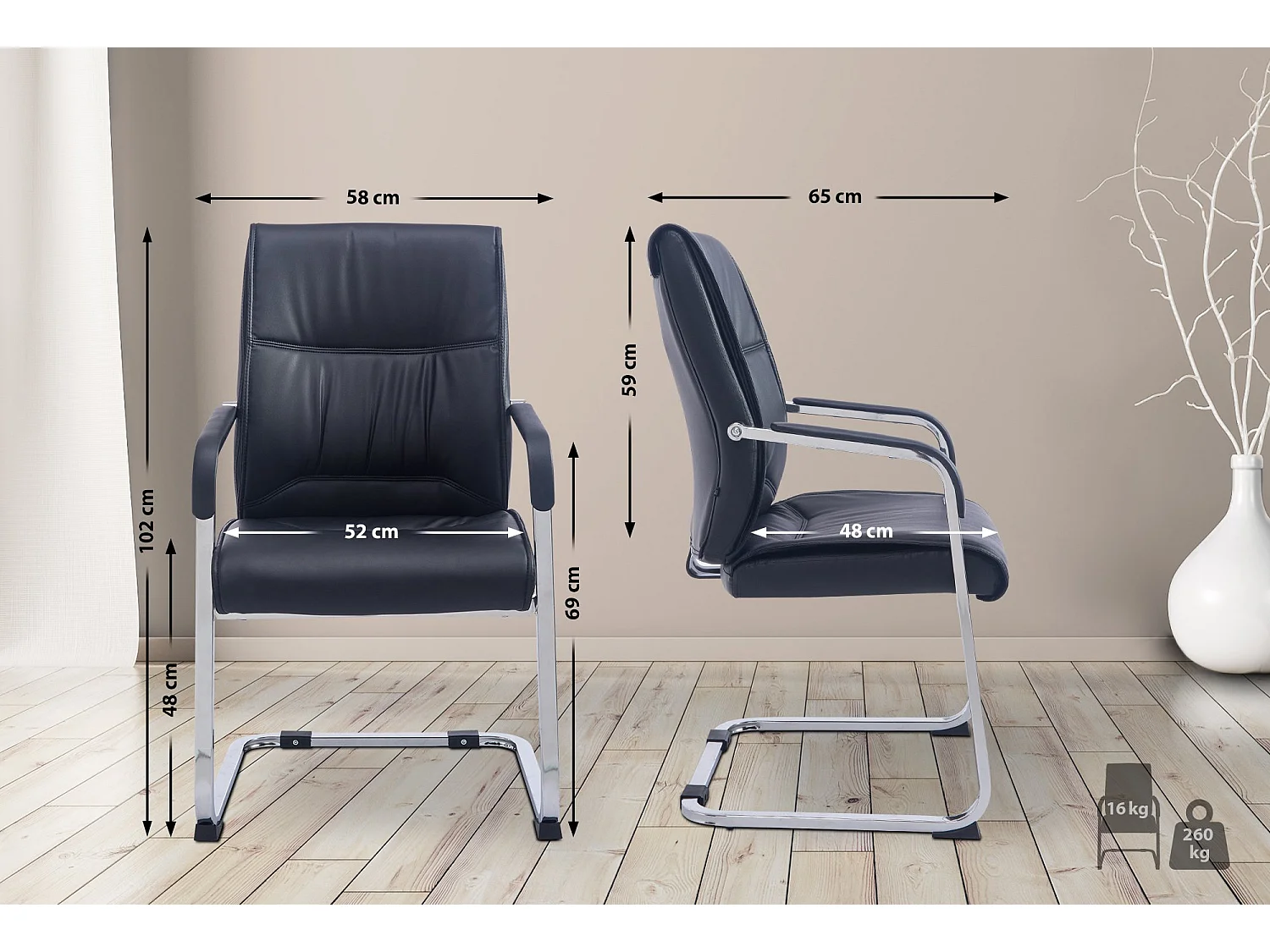 chaises oscillantes - Similicuir & Antique - Noir - XL Anubis