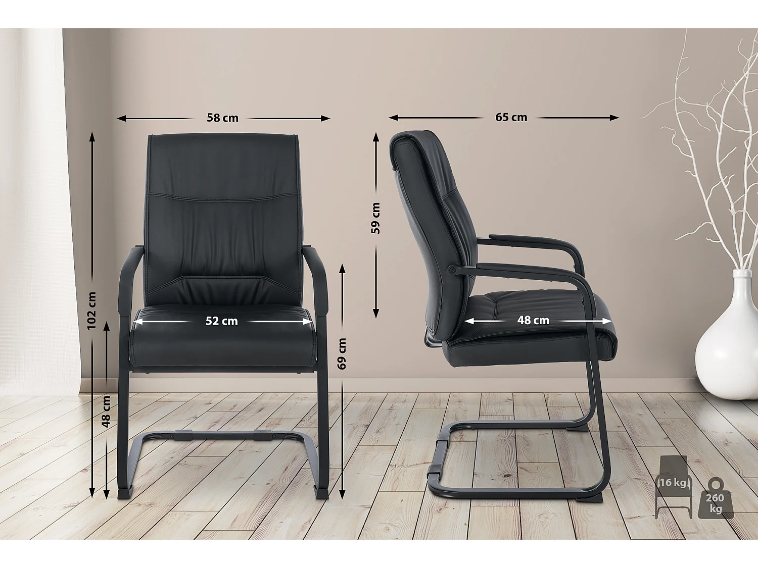 chaises oscillantes - Similicuir & Antique clair - Noir / Noir - XL Anubis