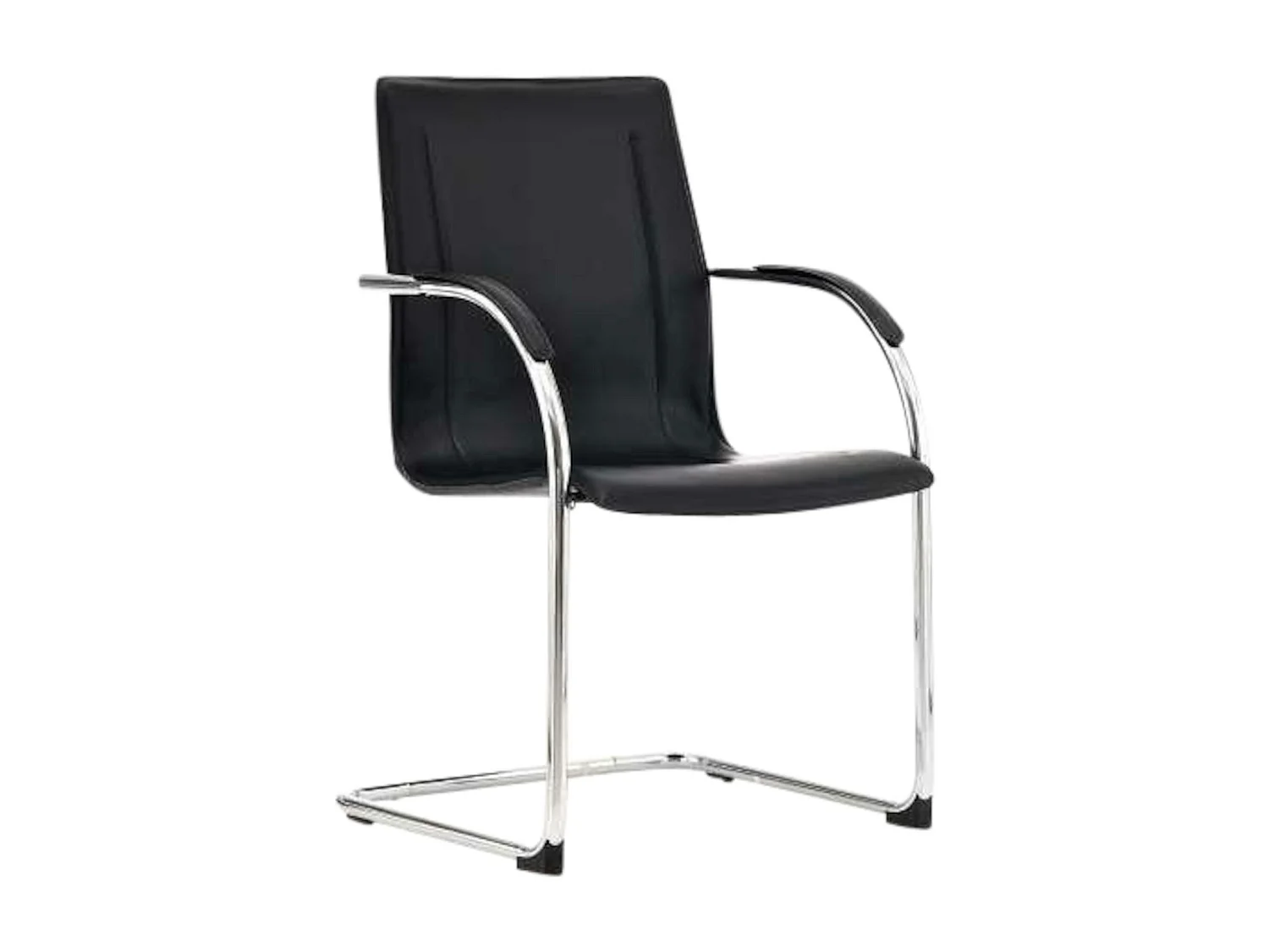 Set van 3 eetkamerstoelen - Kunstleer & Metaal in chroomoptiek - zwart - Melina