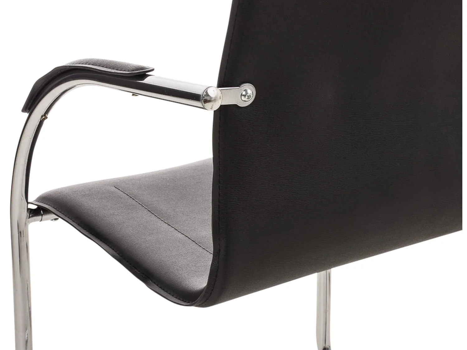 Set van 3 eetkamerstoelen - Kunstleer & Metaal in chroomoptiek - zwart - Melina