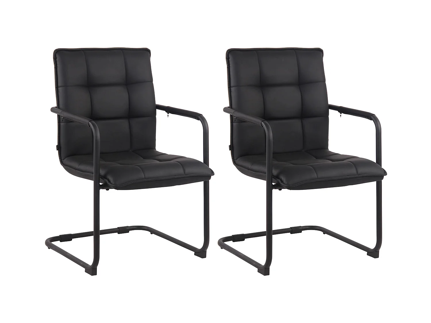 Lot de 2  chaises oscillantes - Similicuir & Métal - Noir - Gandia