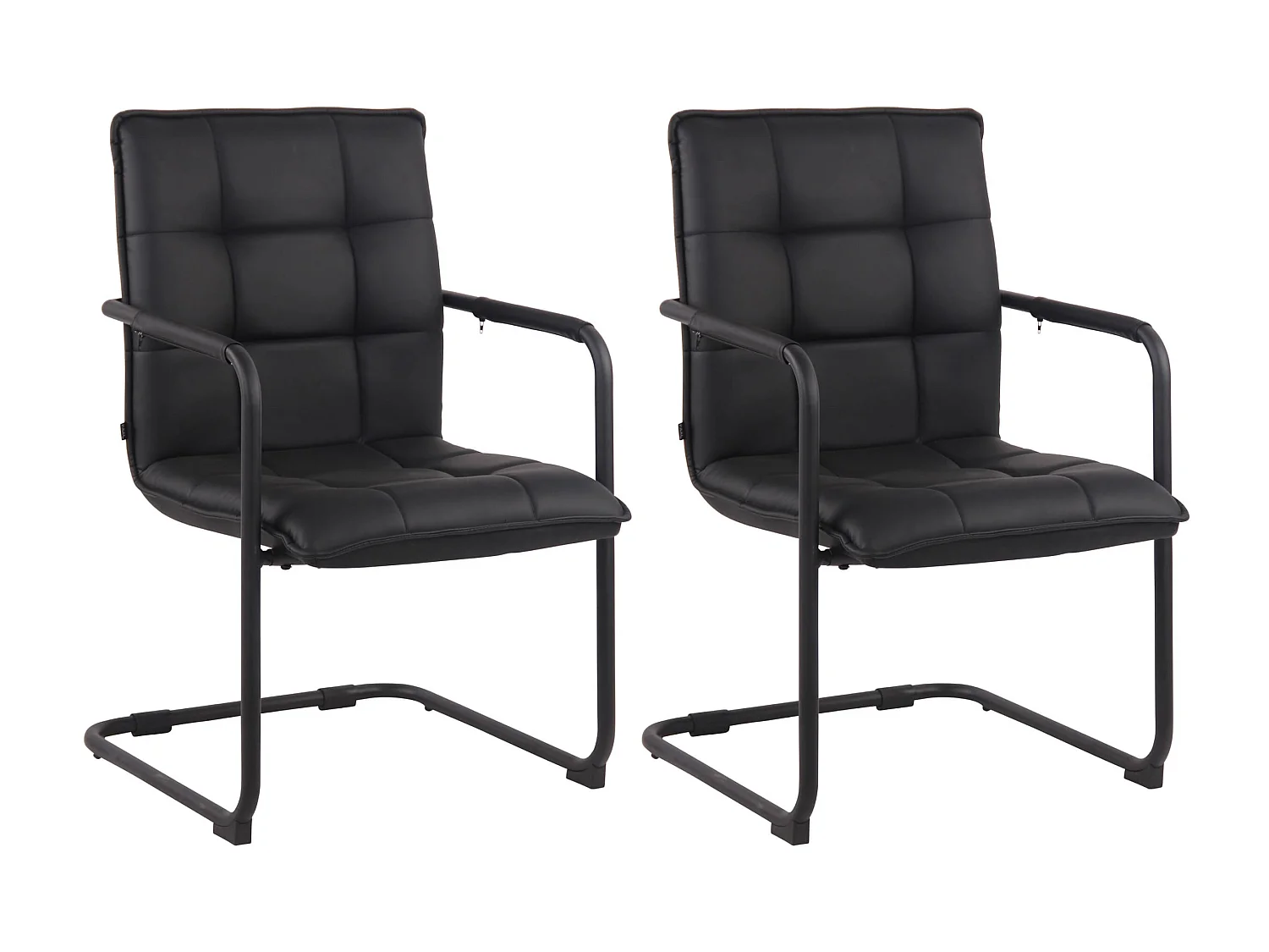 Lot de 2  chaises oscillantes - Similicuir & Métal - Noir - Gandia