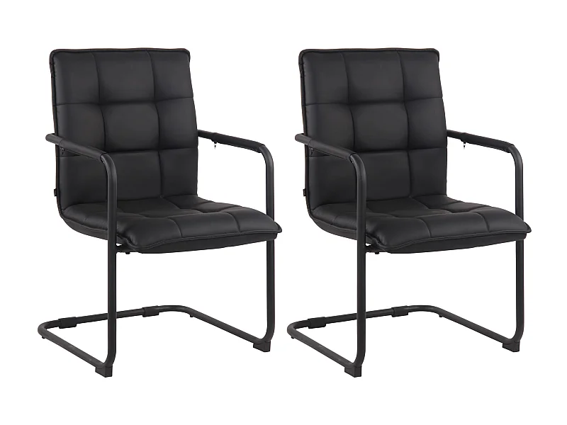 Lot de 2  chaises oscillantes - Similicuir & Métal - Noir - Gandia