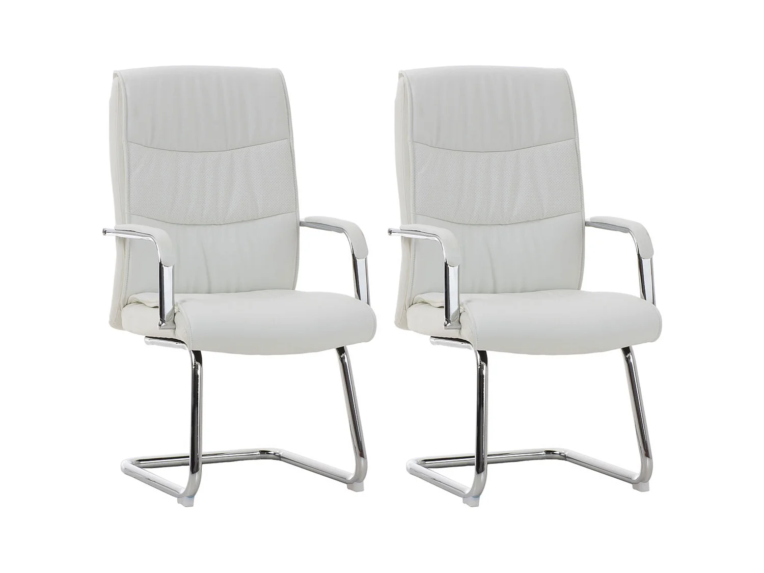 Lot de 2  chaises oscillantes - Similicuir - Blanc - Caro