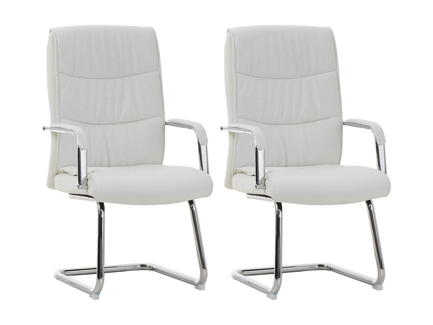 Lot de 2  chaises oscillantes - Similicuir - Blanc - Caro