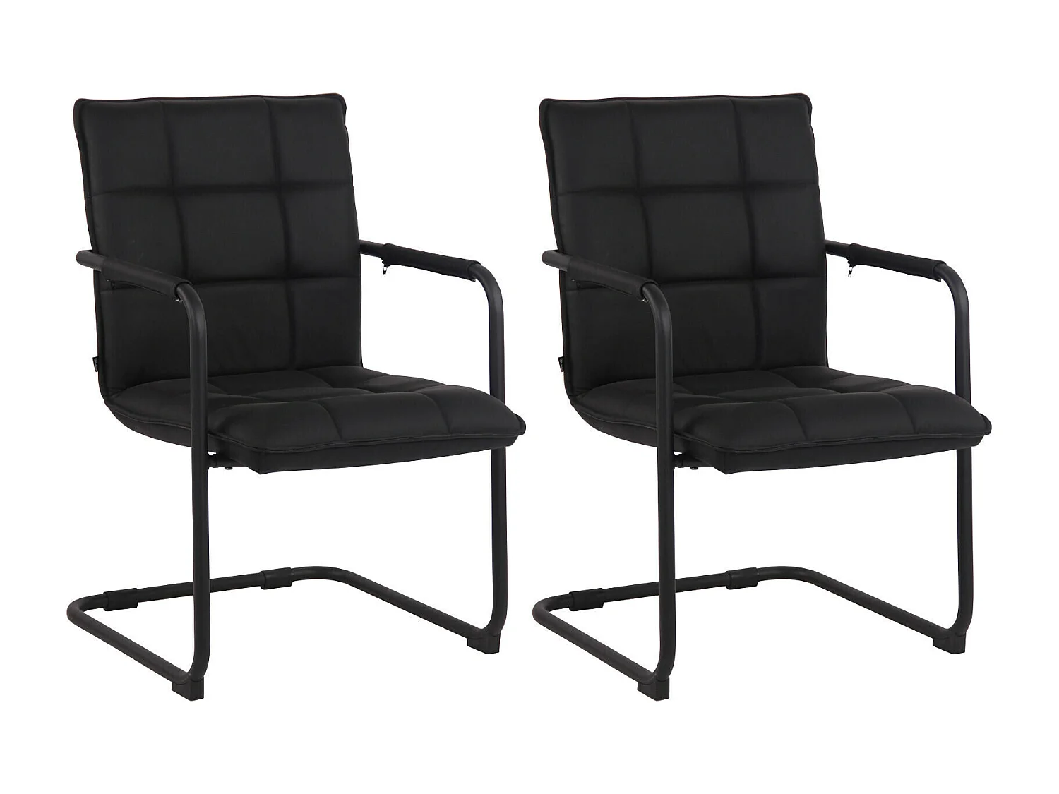 Lot de 2  chaises oscillantes - Véritable cuir & Noir - Noir - Gandia
