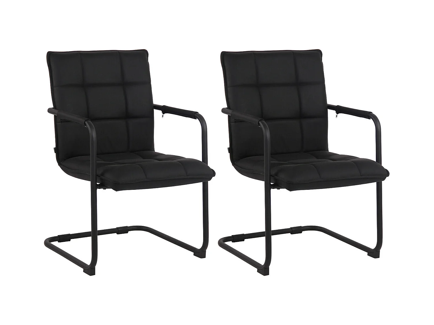 Lot de 2  chaises oscillantes - Véritable cuir & Noir - Noir - Gandia