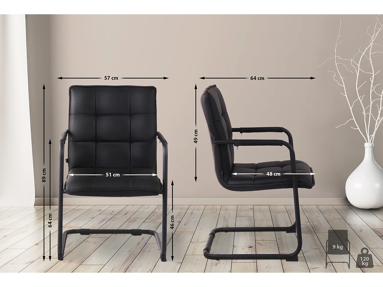 chaises oscillantes - Similicuir & Métal - Noir - Gandia