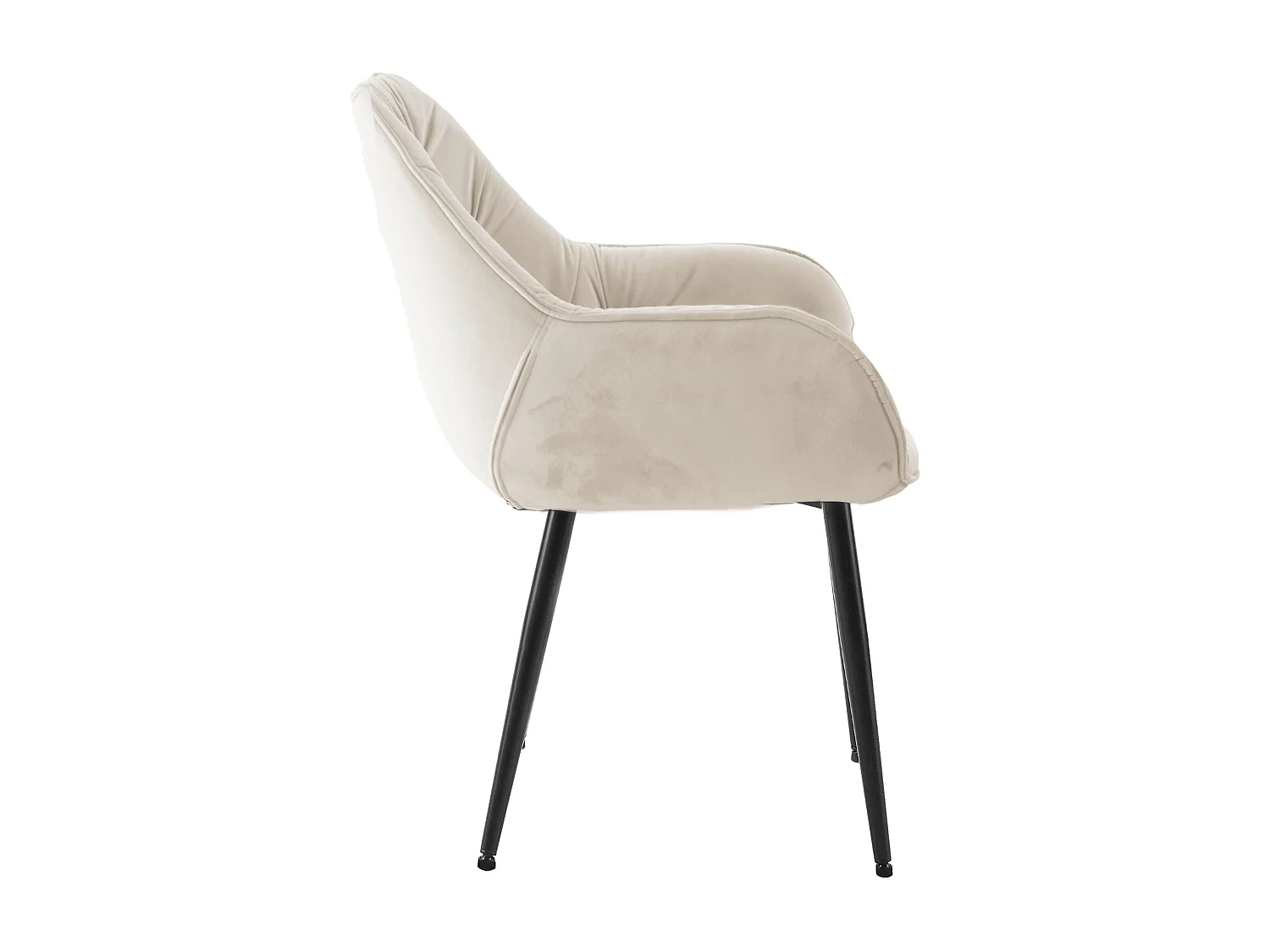 Lot de 4  chaises avec accoudoirs - Velours - Crème - Tanna