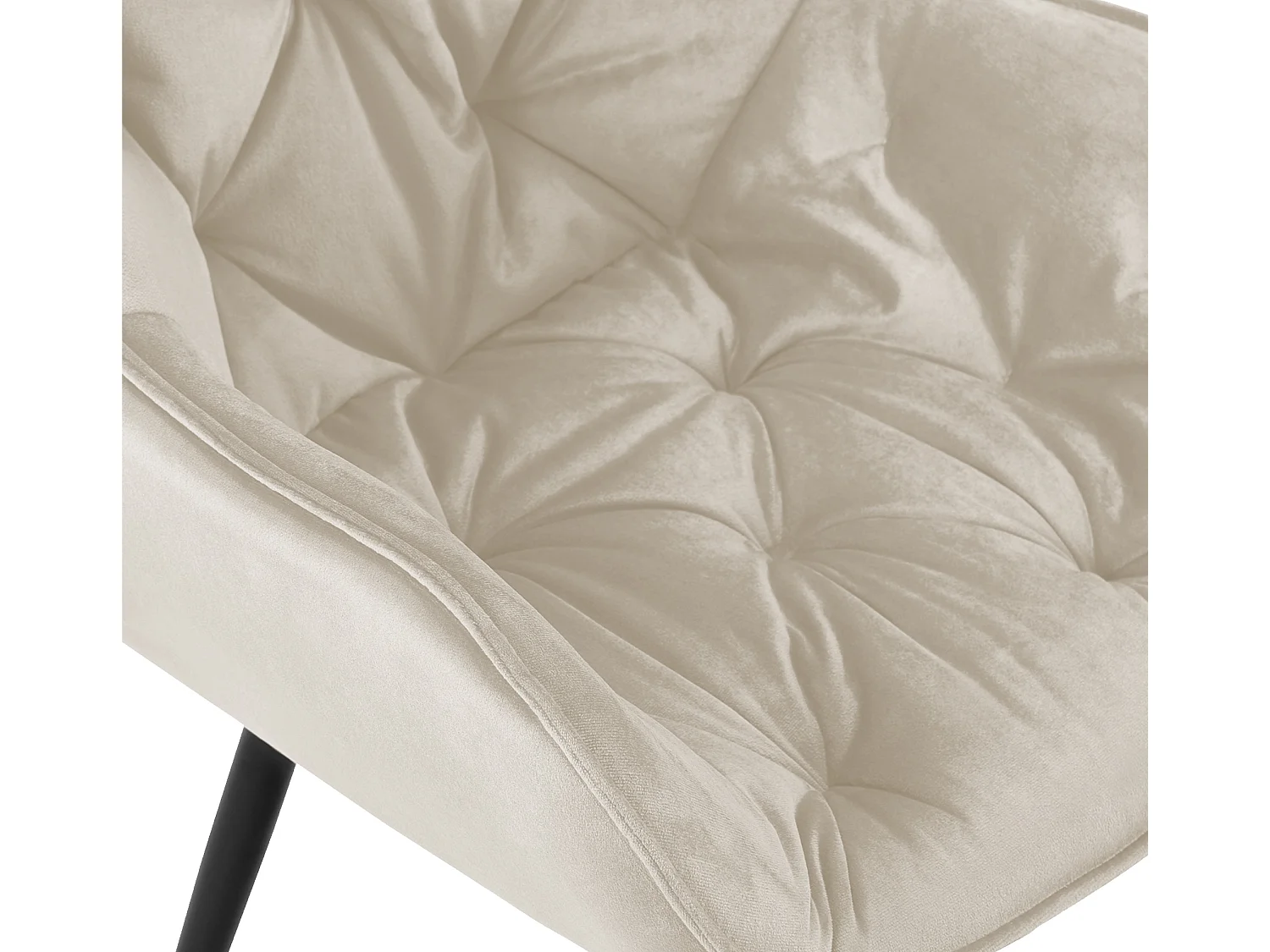 Lot de 4  chaises avec accoudoirs - Velours - Crème - Tanna