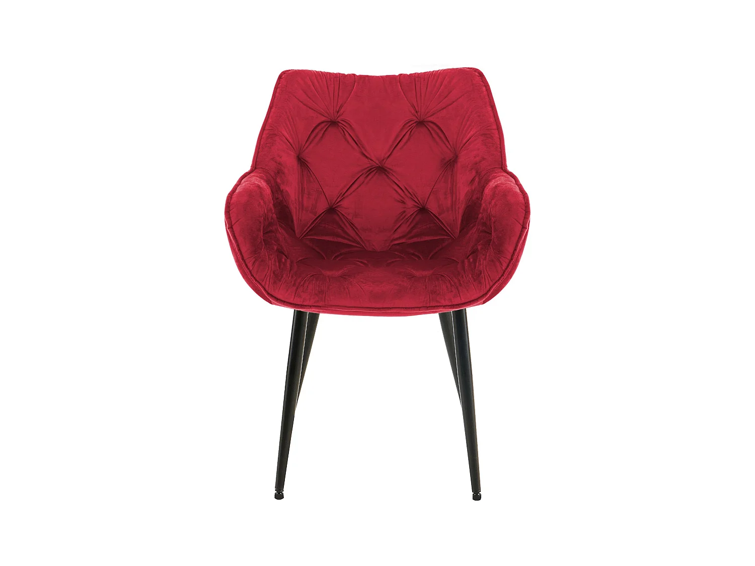 Lot de 4  chaises avec accoudoirs - Velours - Rouge - Tanna