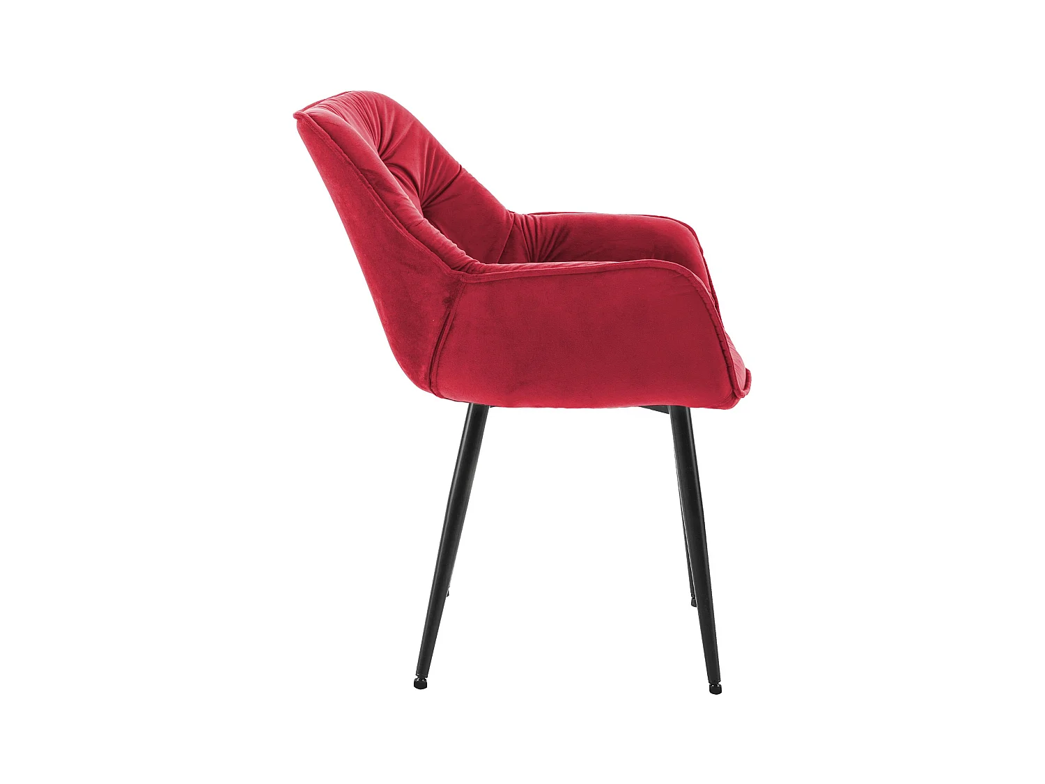 Lot de 4  chaises avec accoudoirs - Velours - Rouge - Tanna