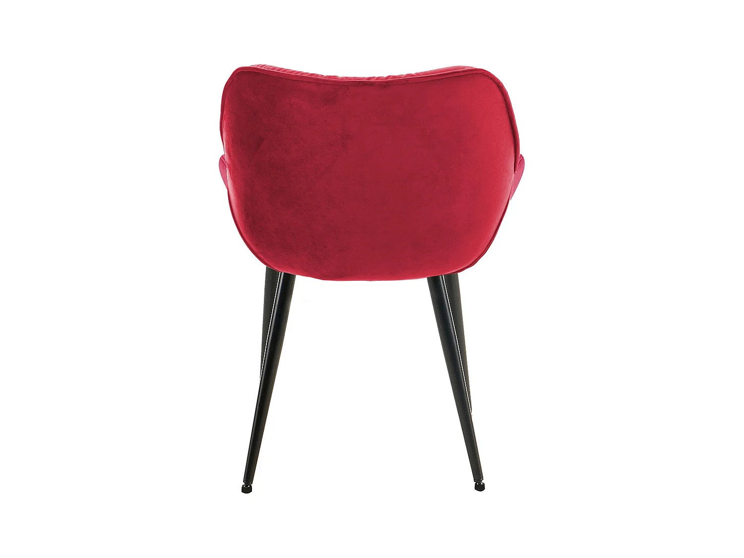 Lot de 4  chaises avec accoudoirs - Velours - Rouge - Tanna