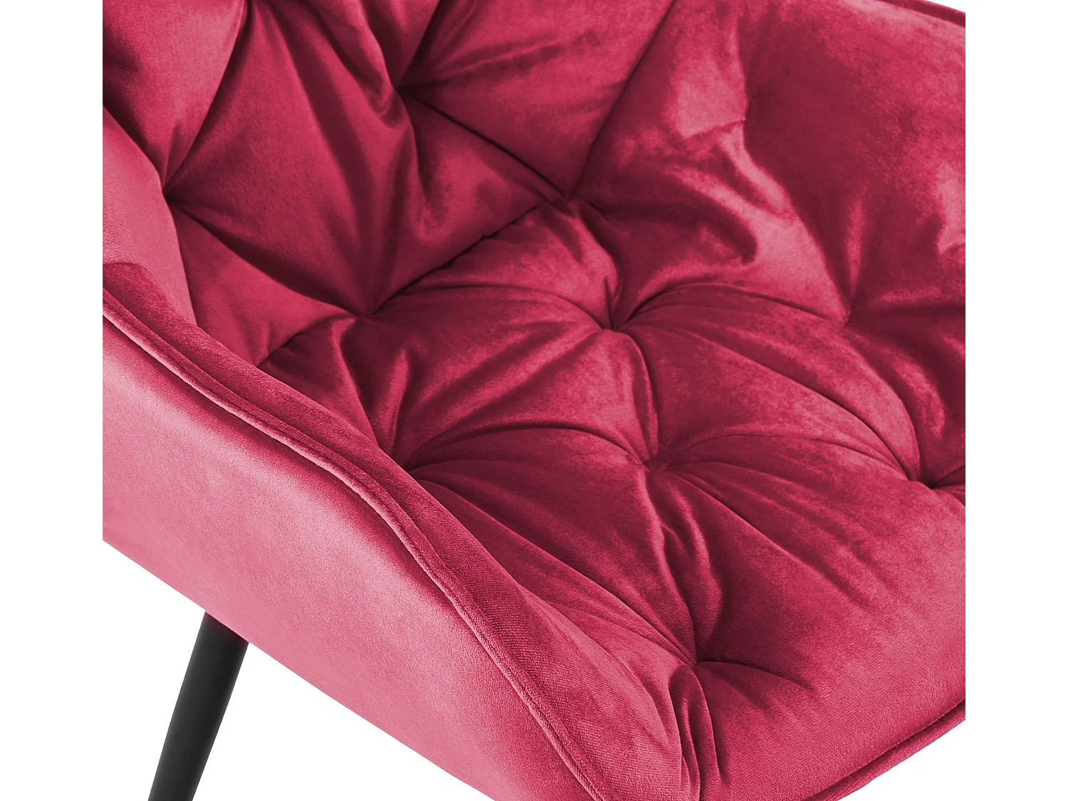 Lot de 4  chaises avec accoudoirs - Velours - Rouge - Tanna