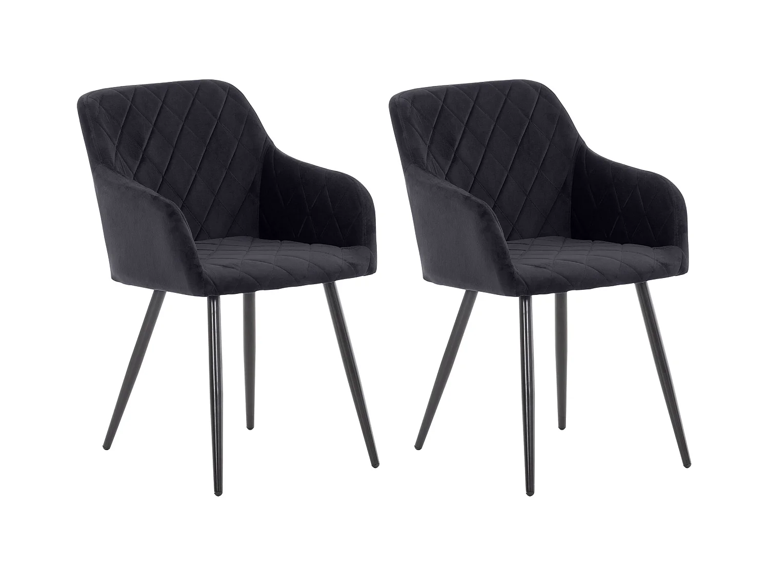 Lot de 2  chaises avec accoudoirs - Velours - Noir - Shila
