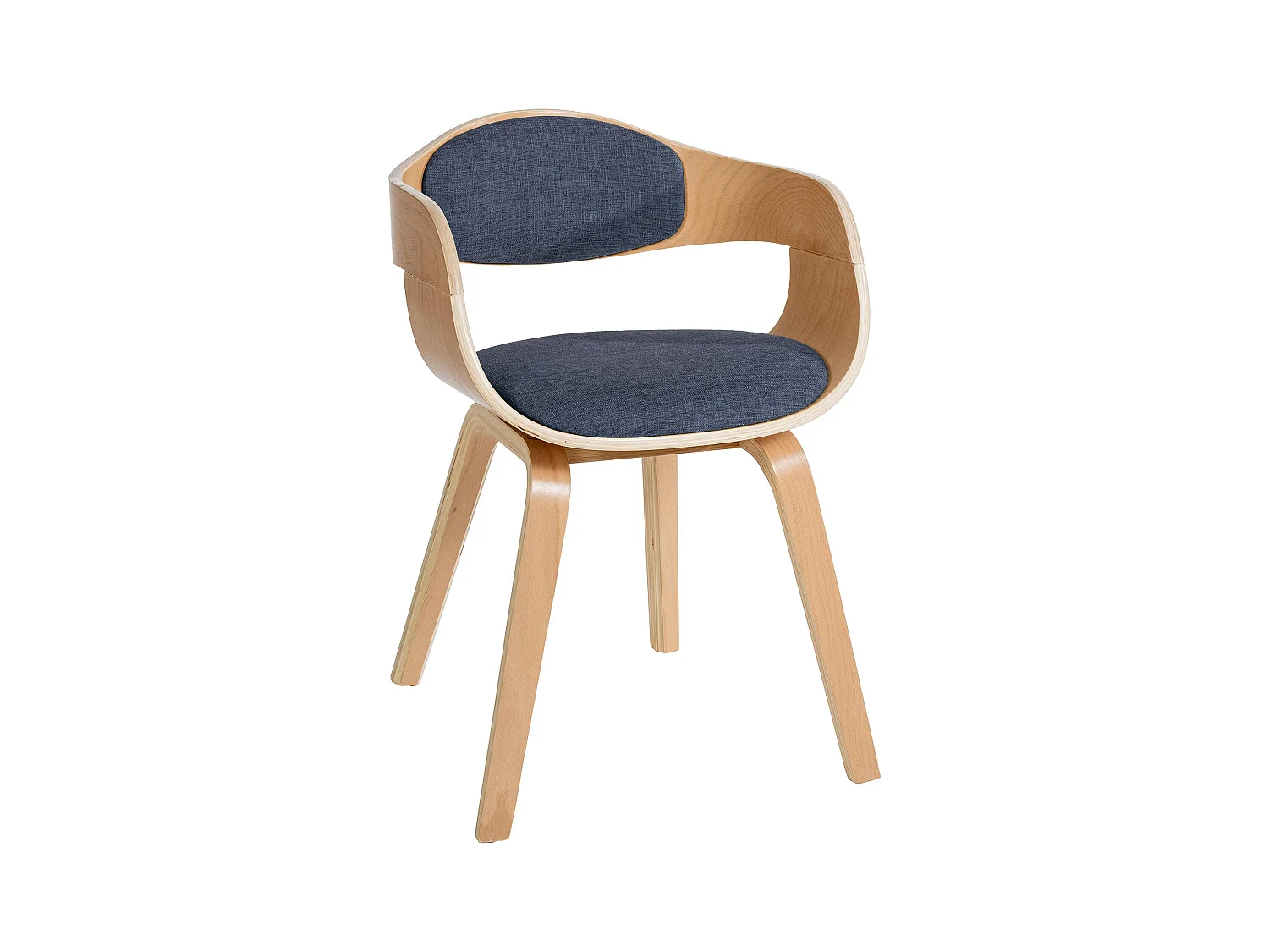 chaises avec accoudoirs - Tissu - Nature / Bleu - Kingston