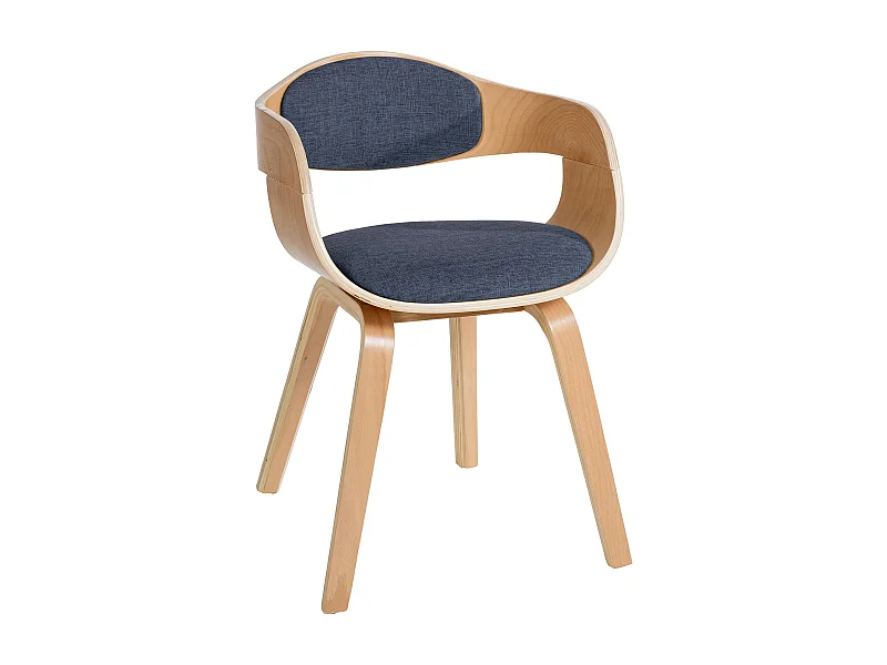 chaises avec accoudoirs - Tissu - Nature / Bleu - Kingston