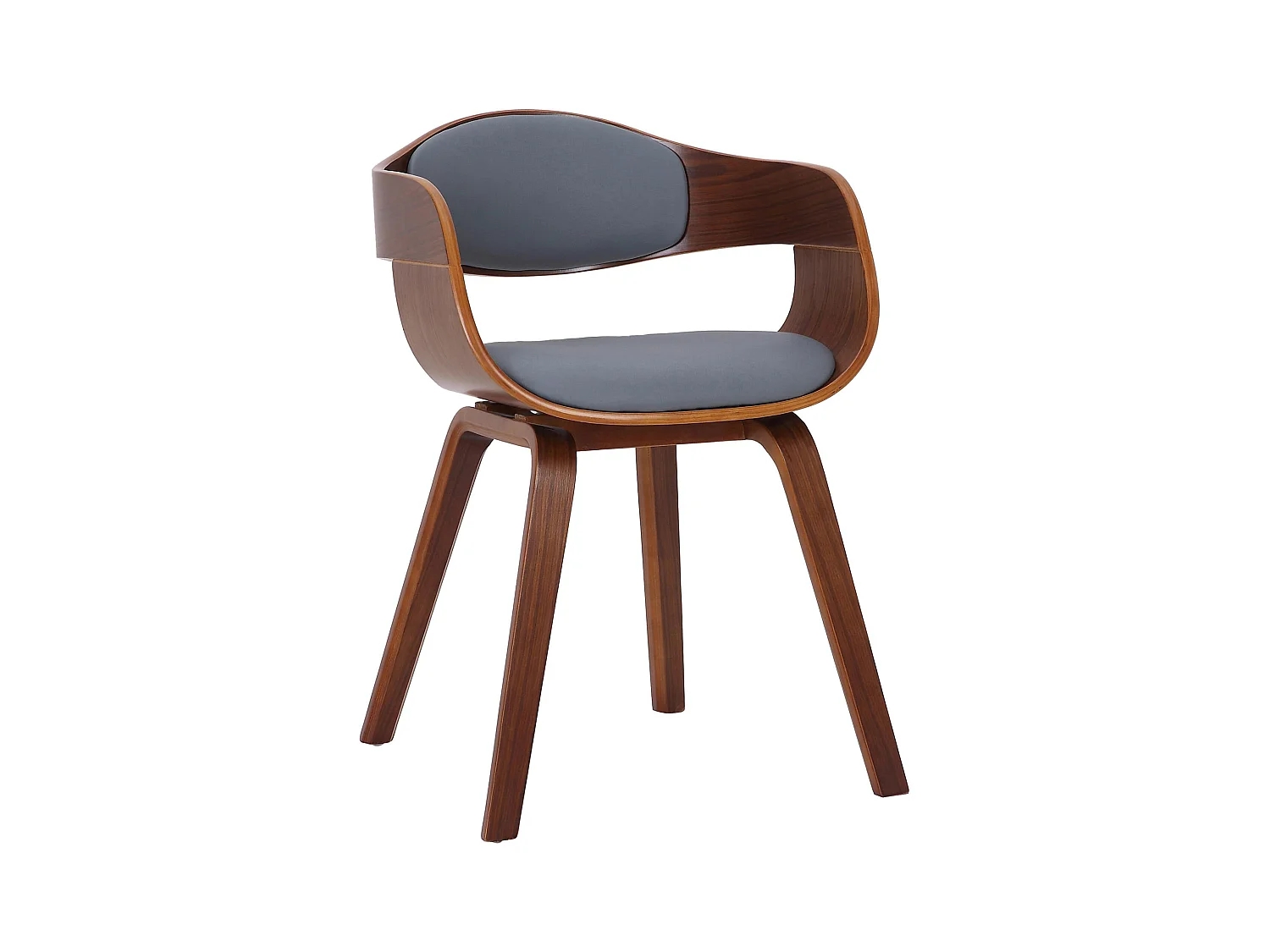 chaises avec accoudoirs - Similicuir - Noyer / Gris - Kingston