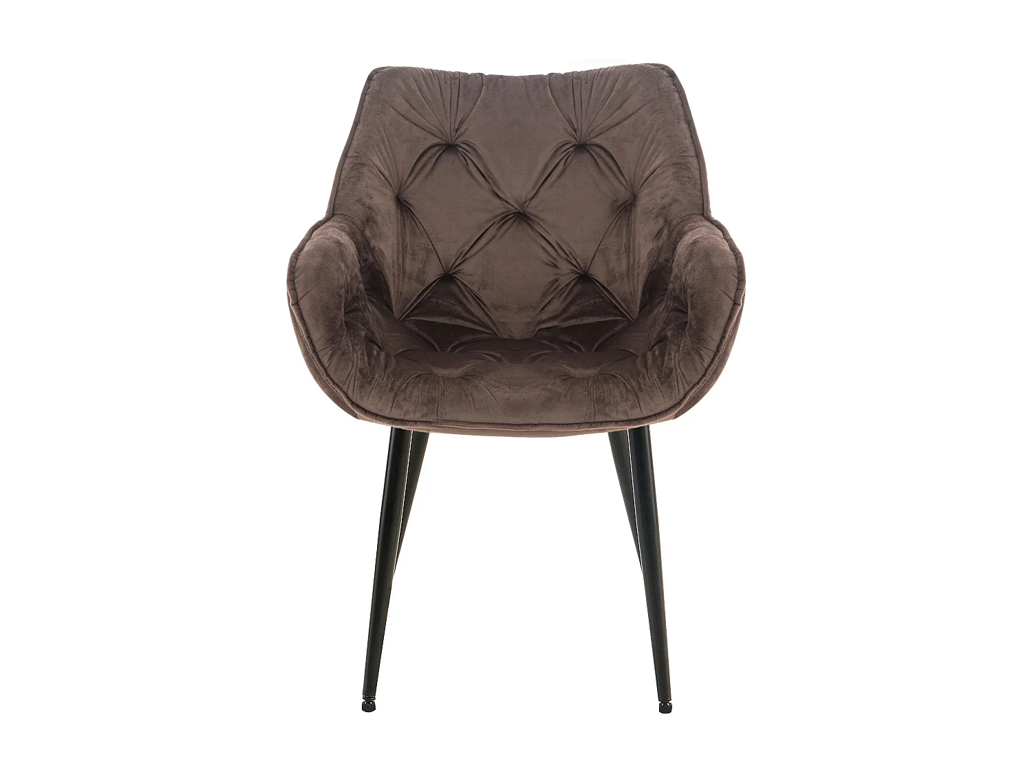 Lot de 4  chaises avec accoudoirs - Velours - Marron - Tanna